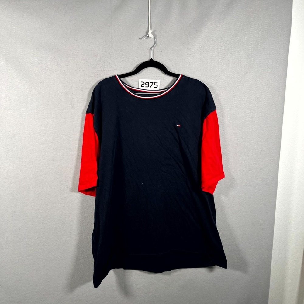 Tommy Hilfiger Colorblock T Shirt Mens 3XL Multicolor Embroidered Logo Crew Neck